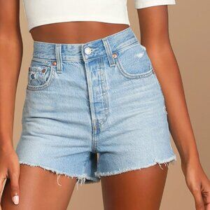 Levi's Ribcage Light Wash Denim High-Rise Cutoff Shorts